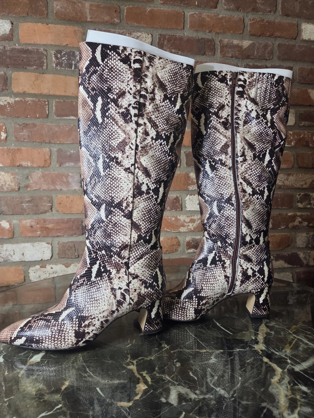 Antonio Melani Snake-Print Knee-High Women's Boots - Brown